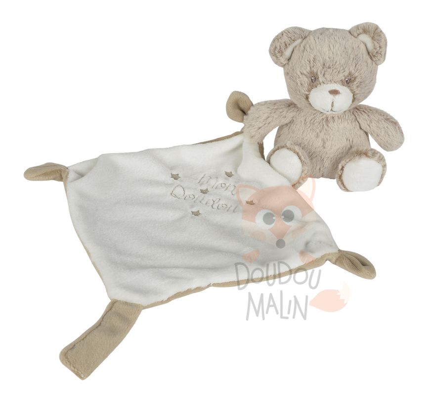  forest mon baby comforter bear white brown star 